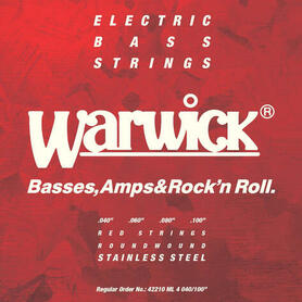 Warwick Red Strings Bass String Set, Stainless Steel - 4-String, Medium Light, .040-.100 